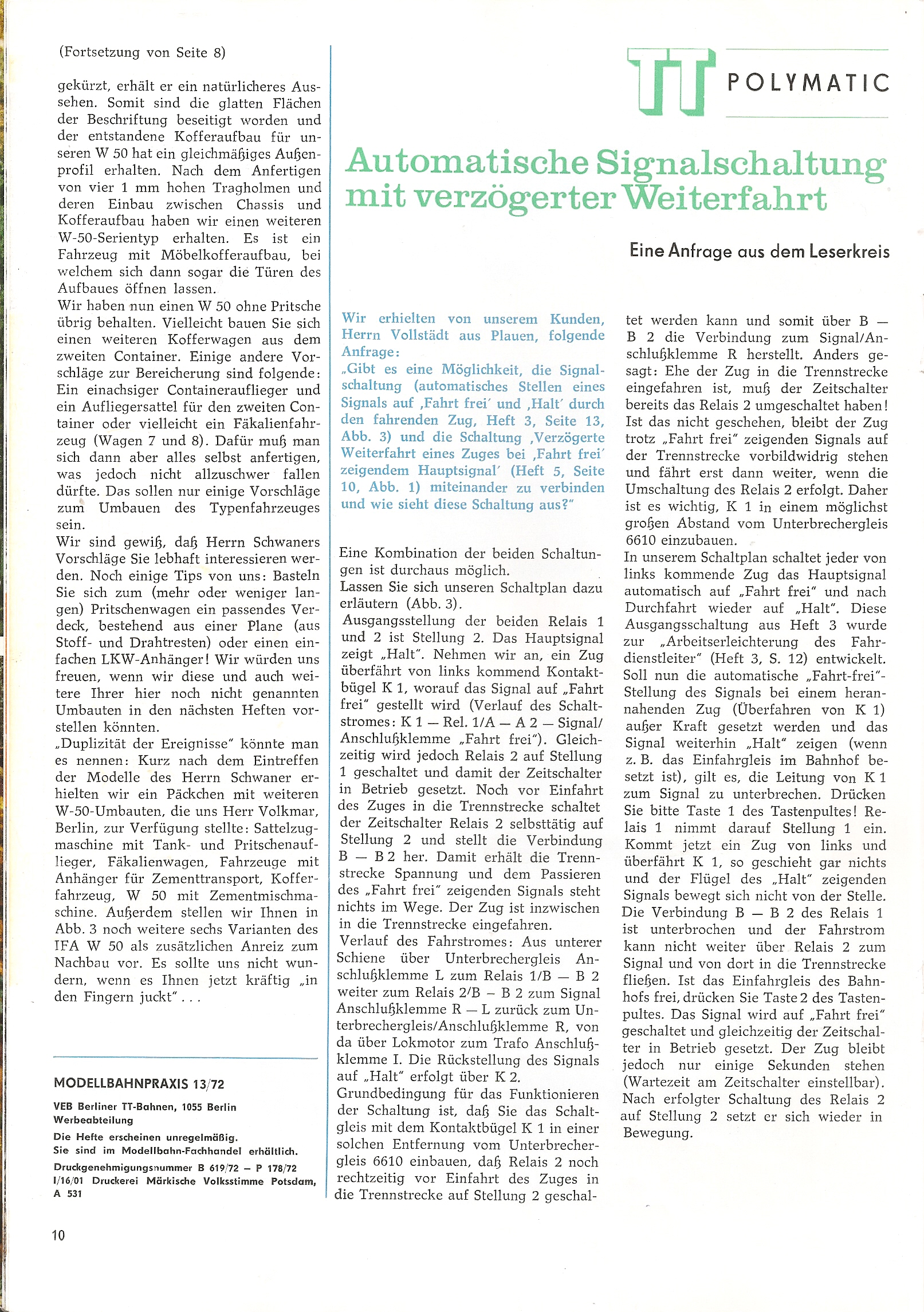 Журнал Modellbahn Praxis №13  1972 г. страница 9